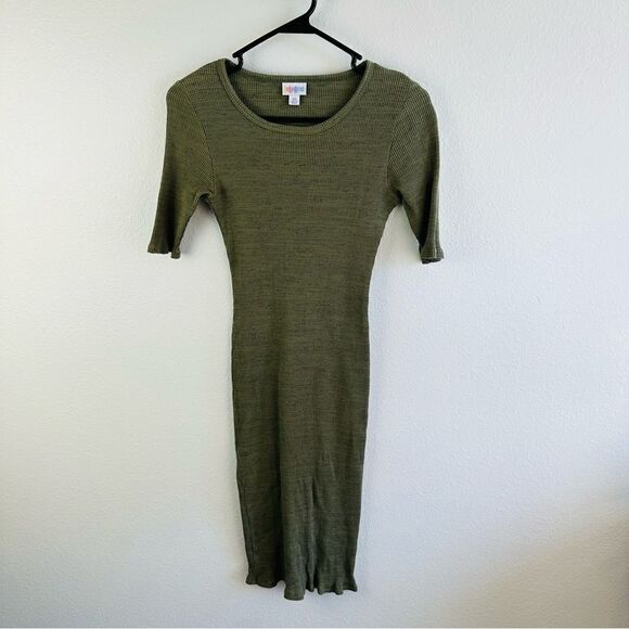 Lularoe Olive Ribbed Body Con Dress - Picture 1 of 3